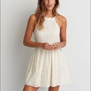 Lace High Neck Fit and Flare Dress